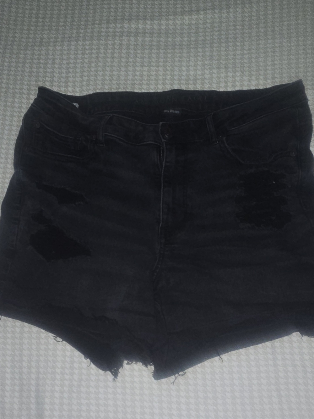 American Eagle Outfitters Black High-Rise Distressed Denim Shorts